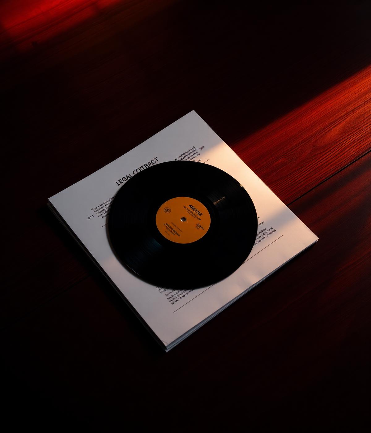 Composición editorial: contrato y vinilo